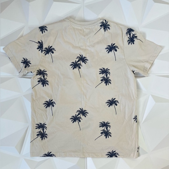 🔵 Denim & Flower Beige Shirt with Navy Palm Print🏝️ Size:L - Picture 3 of 9
